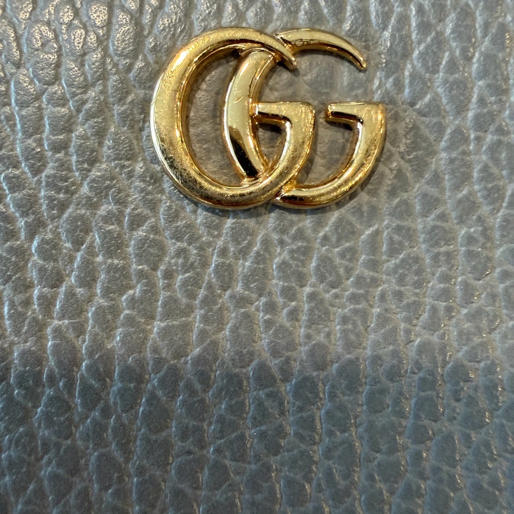 Gucci GG Marmont Zip Around Wallet Pebbled Leather Gray Gold Continental - Picture 3 of 6